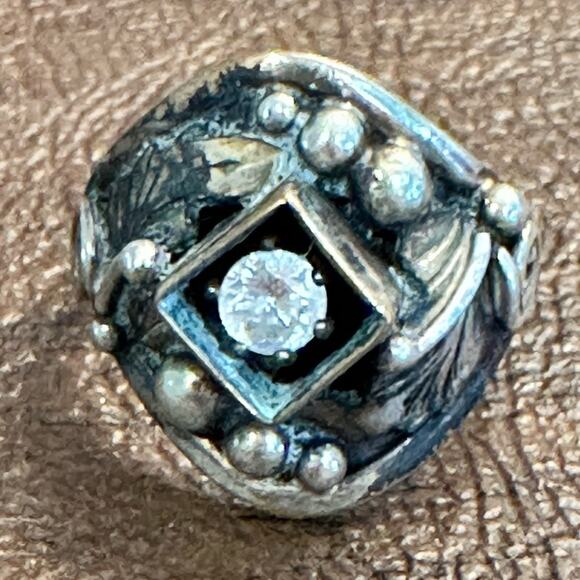 Sterling Silver CZ Vintage Estate Ring Signed M.L. Size 7.5 - Picture 1 of 8